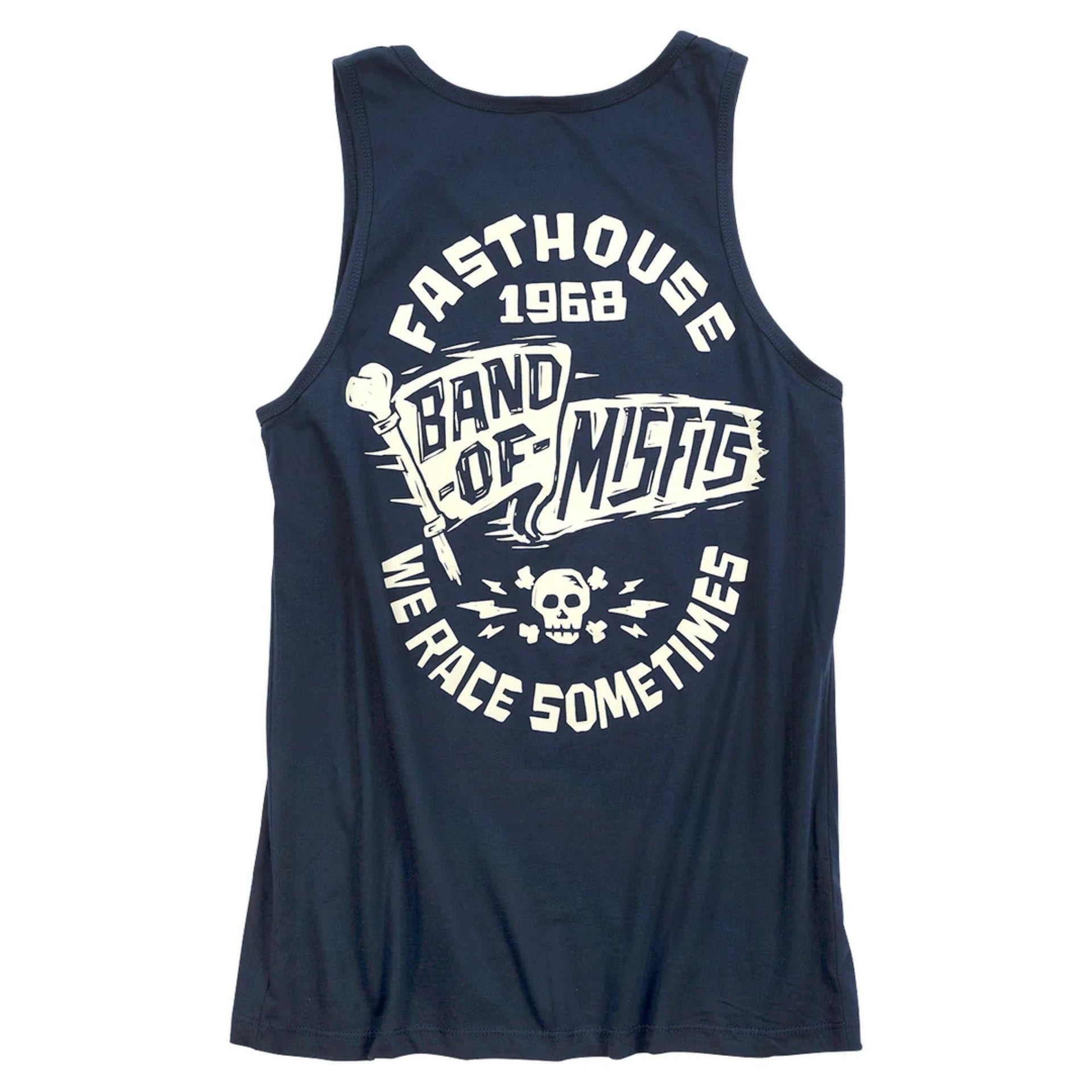 Fasthouse Marauder tank top, dark navy sleeveless with large front logo graphic