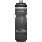 Black insulated bike water bottle with flip cap and CAMELBAK logo, Podium