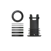 Black threaded top cap kit with base disc, mounting pins, and metal spring rings