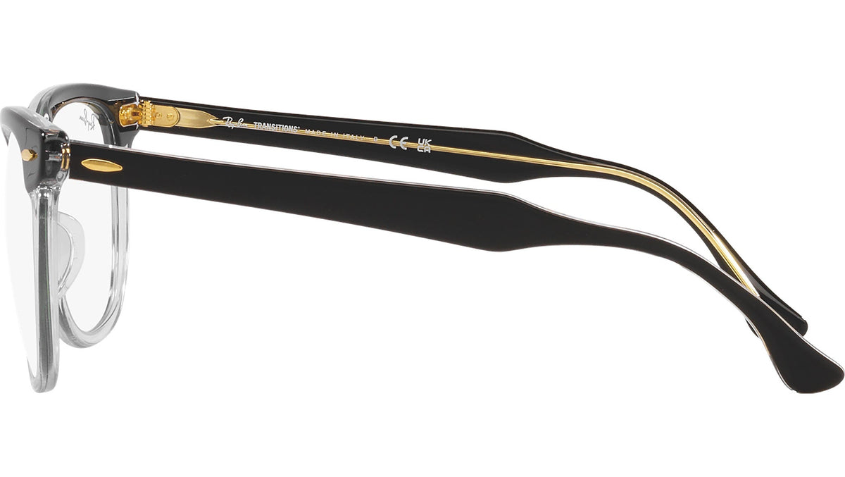 Ray-Ban RB2398 Eagleeye sunglasses, side view with clear lenses and black-gold temples