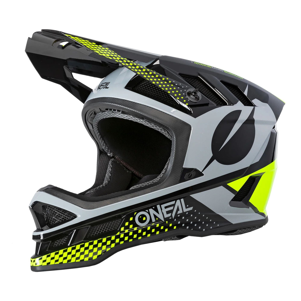 O'Neal polyacrylite motocross helmet, ace black with neon yellow accents