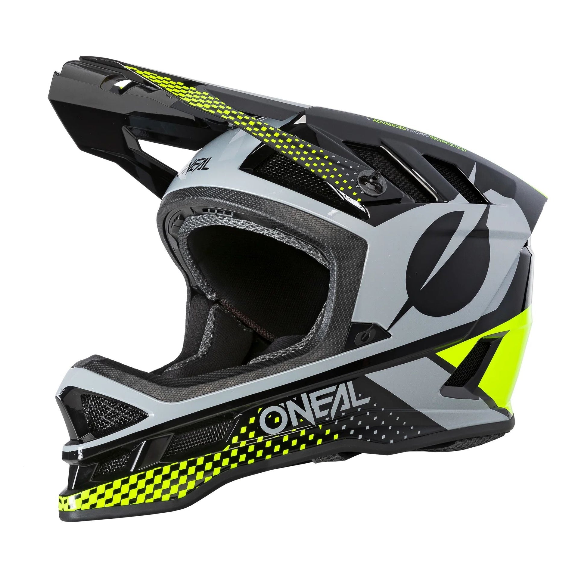 O'Neal polyacrylite motocross helmet, ace black with neon yellow accents