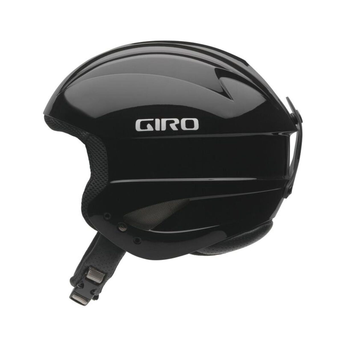 Black GIRO helmet with glossy shell and rear adjustment strap