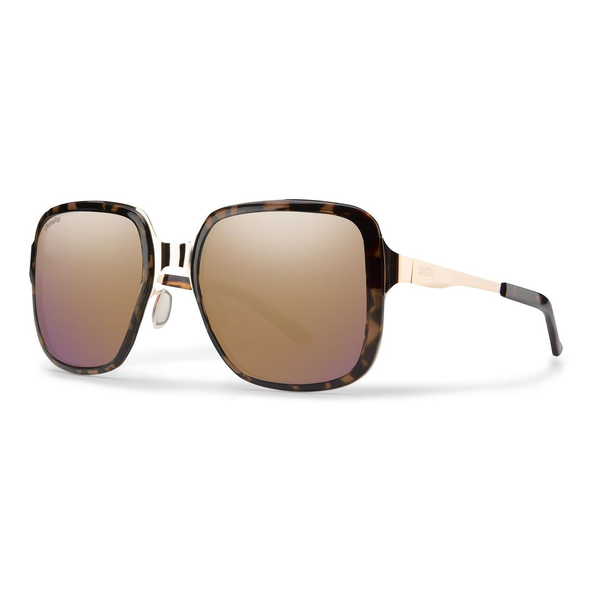 Tortoise acetate polarized sunglasses with purple-brown gradient lenses