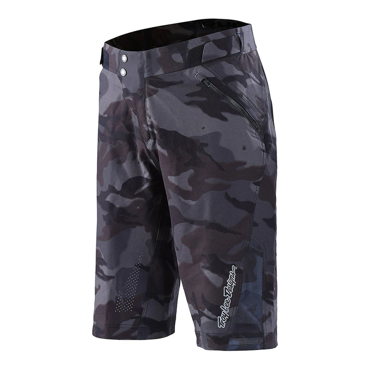 Troy Lee Designs Ruckus spray camo shorts in black/gray with zip fly