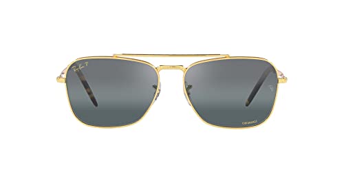 Ray-Ban New Caravan RB3636 Sunglasses - Legend Gold/Polarized Clear Gradient Dark Blue / 58 mm - 8056597665155