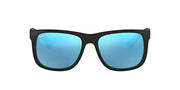 Ray-Ban Justin RB4165 Sunglasses - Rubber Black/Blue Flash / One Size - 8053672416145