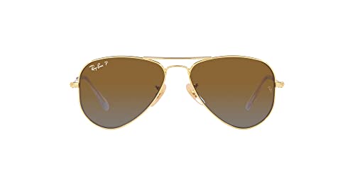 Ray-Ban Metal Aviator RJ9506S Sunglasses - Gold/Brown Gradient Polarized / 52 mm - 8056597750011