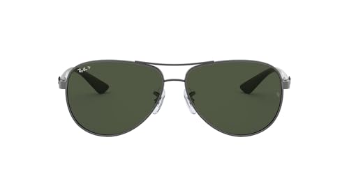 Ray-Ban Carbon Fiber Aviator RB8313 Sunglasses - Gunmetal/Polarized Dark Green / 61 mm (X004NR0XLX) - X004NR0XLX