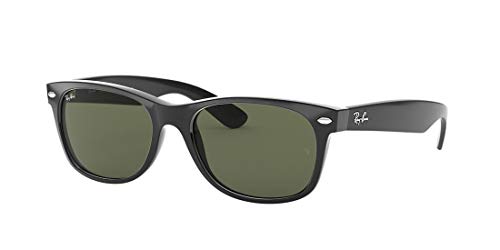 Ray-Ban New Wayfarer Low Bridge Fit RB2132F Sunglasses - Black/G-15 Green / 55 mm - 8053672060478