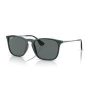 Ray-Ban Chris RB4187 Sunglasses - Transparent Green/Dark Grey Polarized / 54 mm - 8056597760102