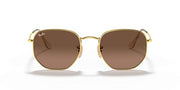 Ray-Ban Hexagonal Flat RB3548N Sunglasses - Gold/Brown Gradient Grey / 51 mm - 8056597077378