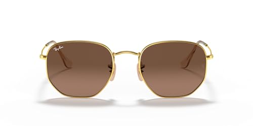 Ray-Ban Hexagonal Flat RB3548N Sunglasses - Gold/Brown Gradient Grey / 51 mm - 8056597077378
