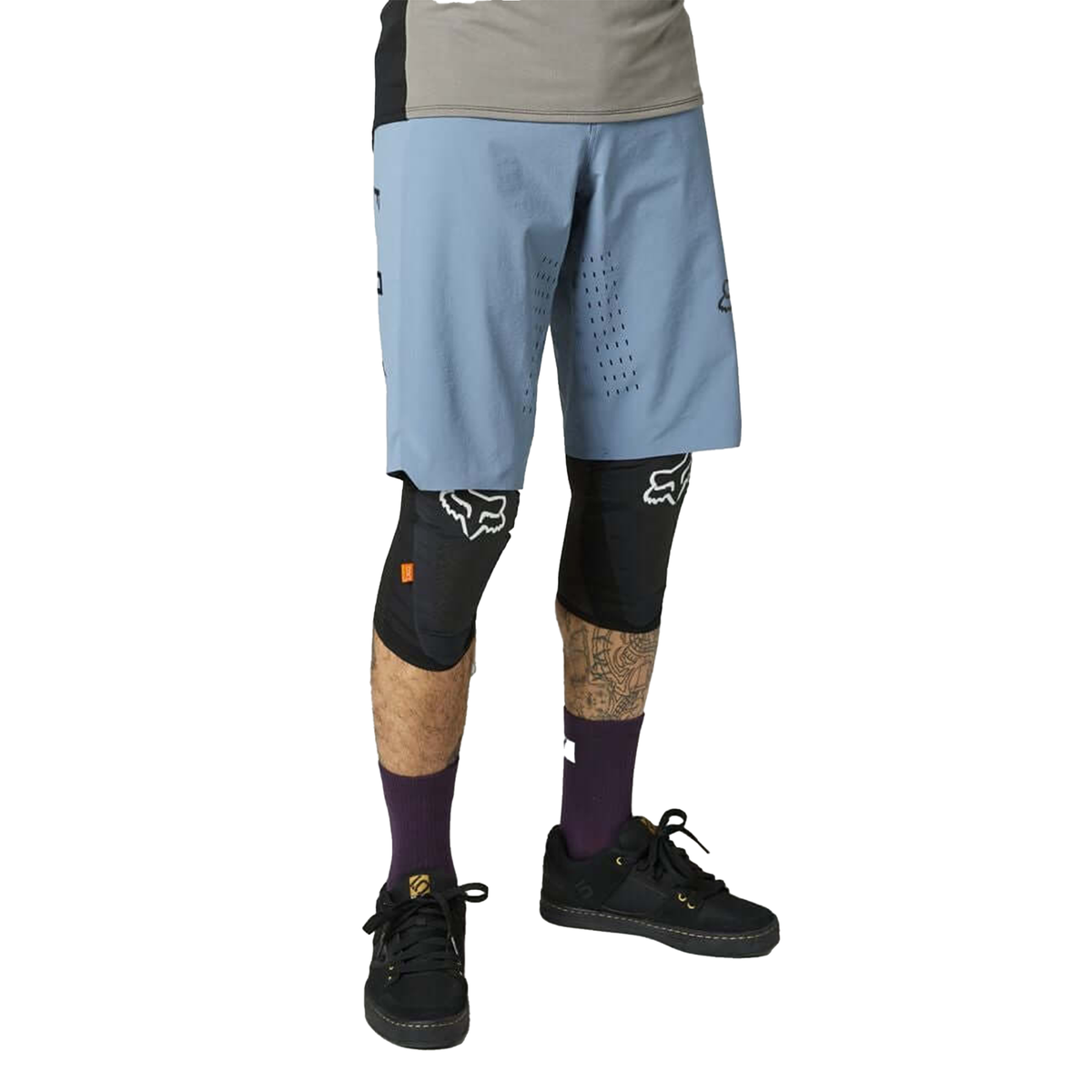 Men's Fox Flexair no-liner shorts in light blue, perforated side panels