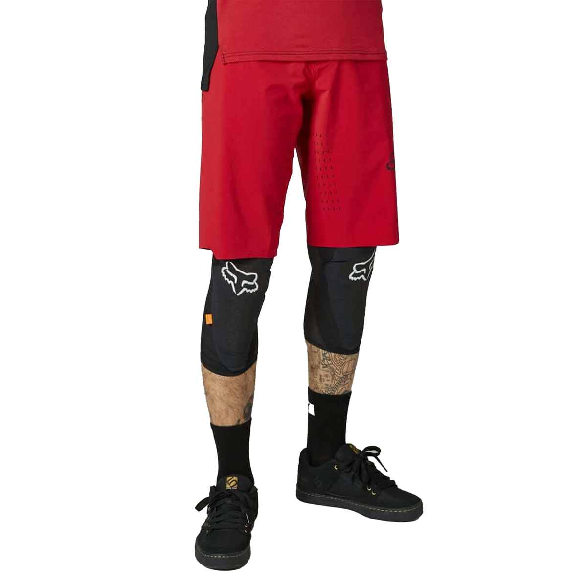 Men's Fox Flexair no-liner shorts in red, perforated side panels