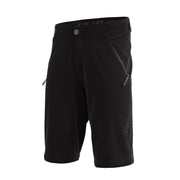 Youth black shell shorts with snap waist and side zips