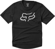 Youth black jersey with large white FOX Racing fox graphic across the chest.