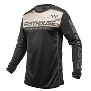 Off-white and black off-road long-sleeve jersey with FASTHOUSE logo on chest