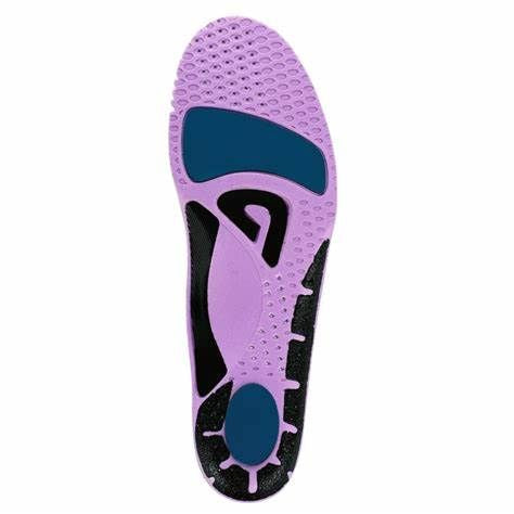 Violet perforated innersole insert with blue heel and black arch support