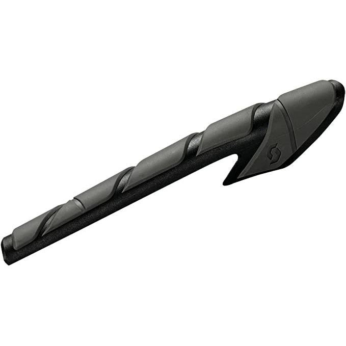 Handheld black-and-gray tool with textured grip and angled head
