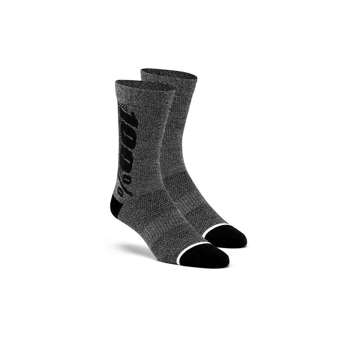 Rythym merino wool performance socks, charcoal heather with black logo