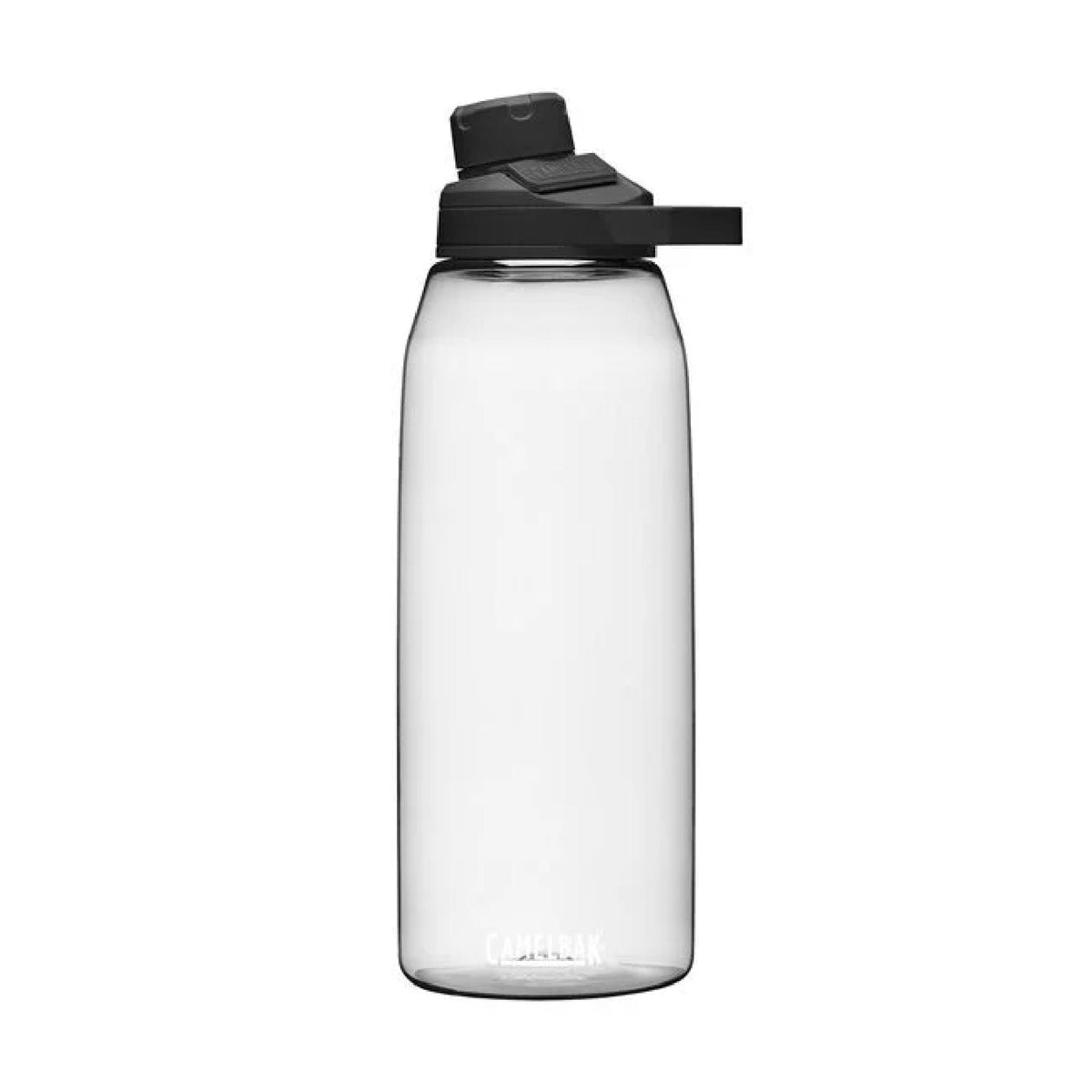 50oz CamelBak water bottle with black lid and chug spout, clear