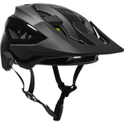Black open-face bike helmet with vents and adjustable chin strap