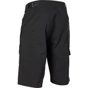 Dark utility shorts with belt loops and front button closure