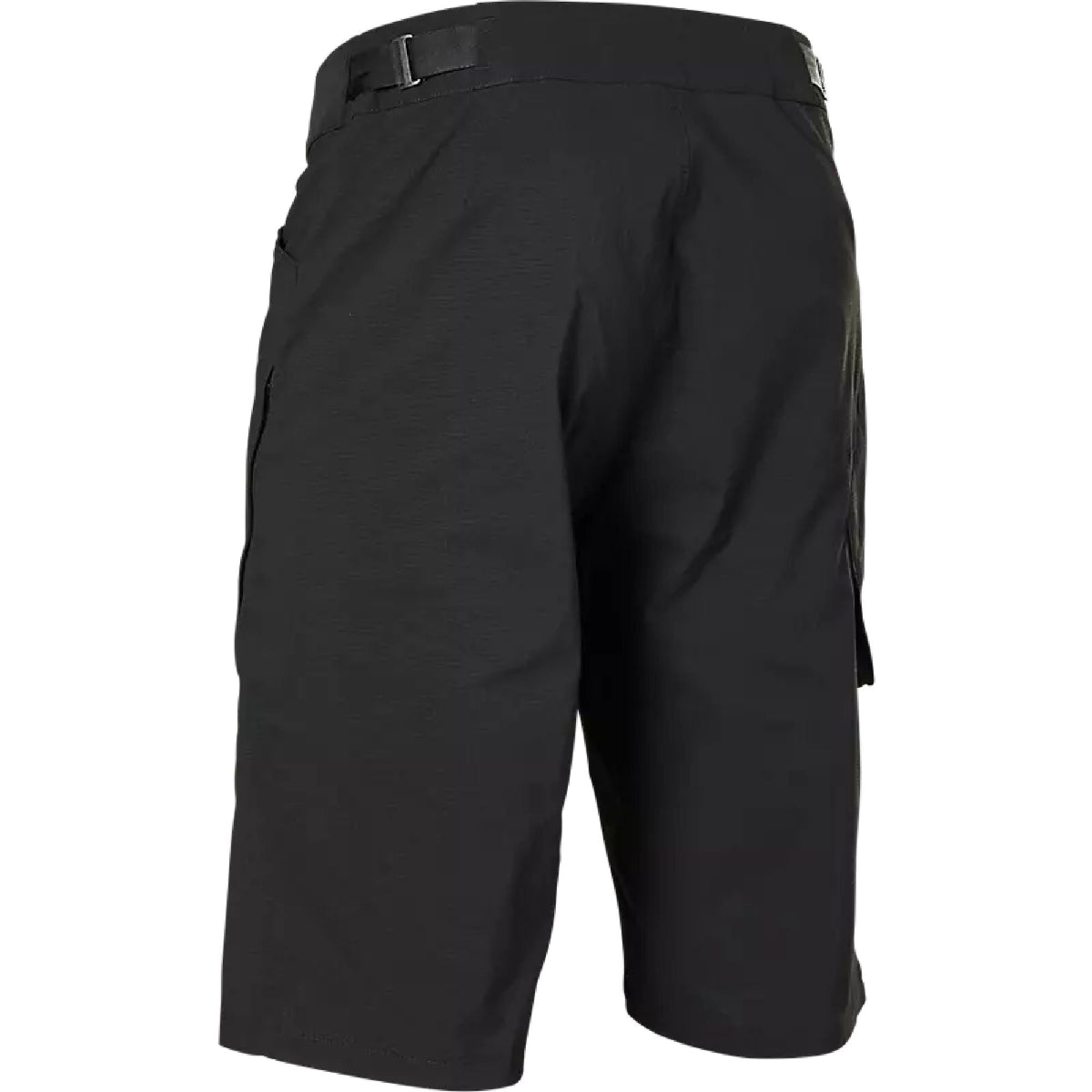 Dark utility shorts with belt loops and front button closure
