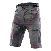 Troy Lee Designs Flowline short shell with woodland camo print, belt loops, logo patch