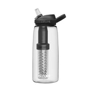 CamelBak Eddy+ 32 oz clear filtered water bottle with black flip-top lid