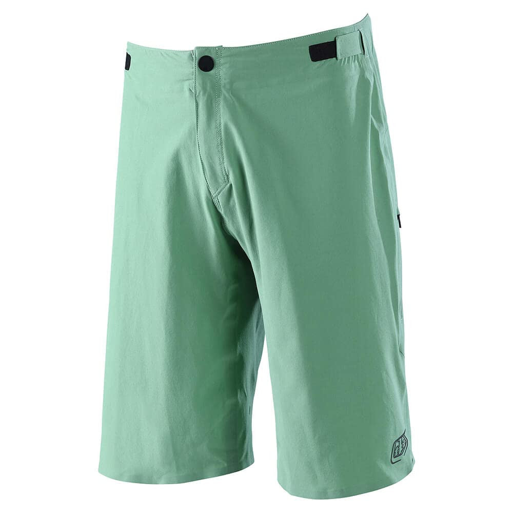 Troy Lee Designs Drift solid shell shorts in glass green, with belt loops and button fly