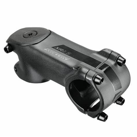 Black XR 1.5 stem with clamp bolts and headset steerer mount