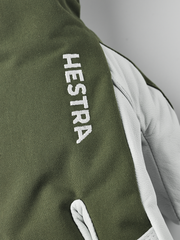 Hestra Army Leather Heli Ski 3-finger gloves in olive green with white leather palm