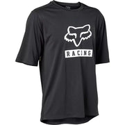 Youth short-sleeve jersey in dark black with white FOX Racing chest logo.