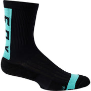 Men's black crew cushion socks with turquoise side panel and logo
