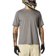 Gray short-sleeve performance jersey, crew neck with chest logo