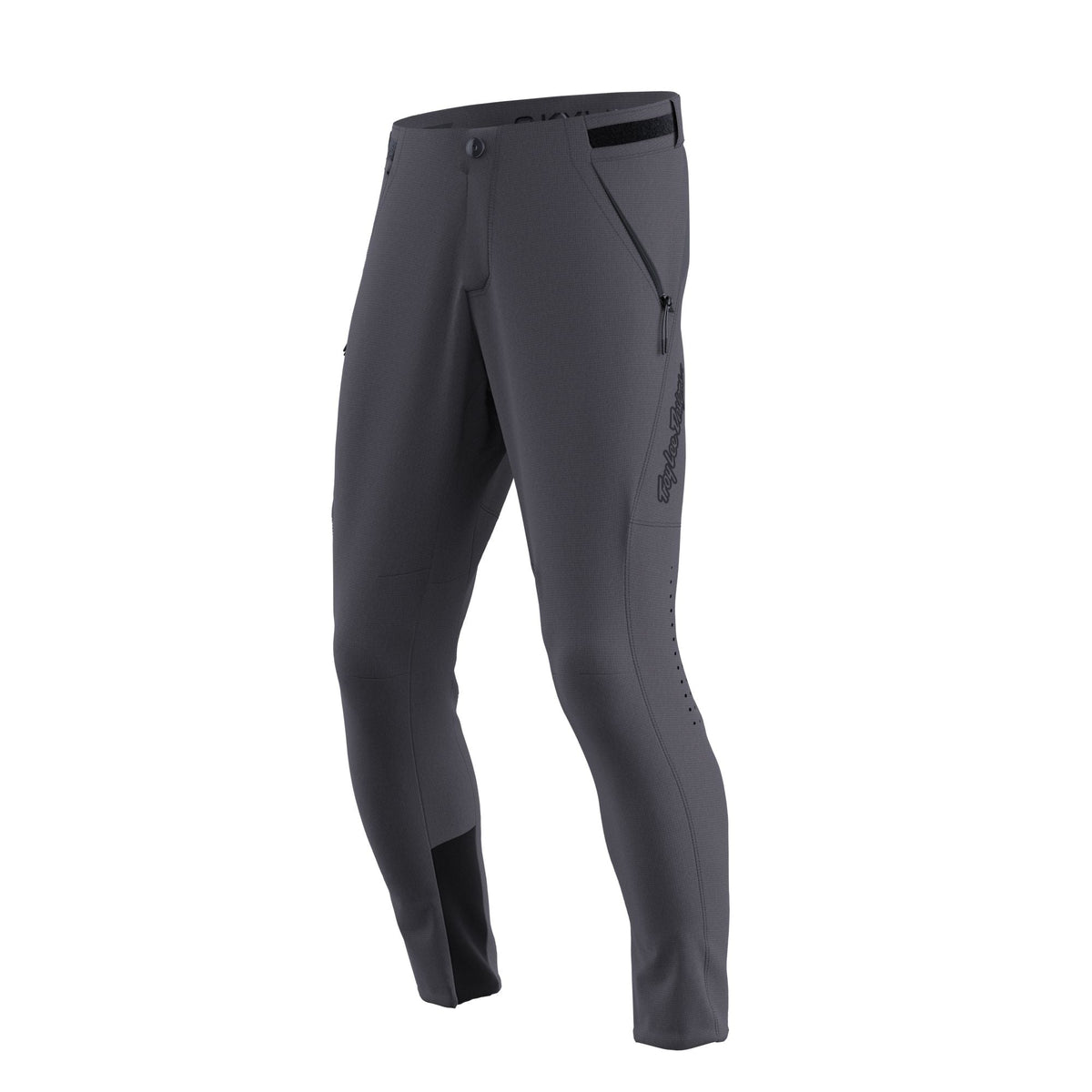 Youth charcoal riding pants with tapered legs and zip fly