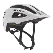 Scott Groove Plus white cycling helmet with visor and chin strap