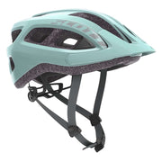 Scott Supra bicycle helmet in surf blue with vents and adjustable chin straps