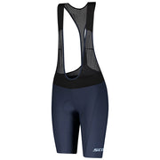 Women's cycling bib shorts, dark navy with black mesh back and SCOTT logo