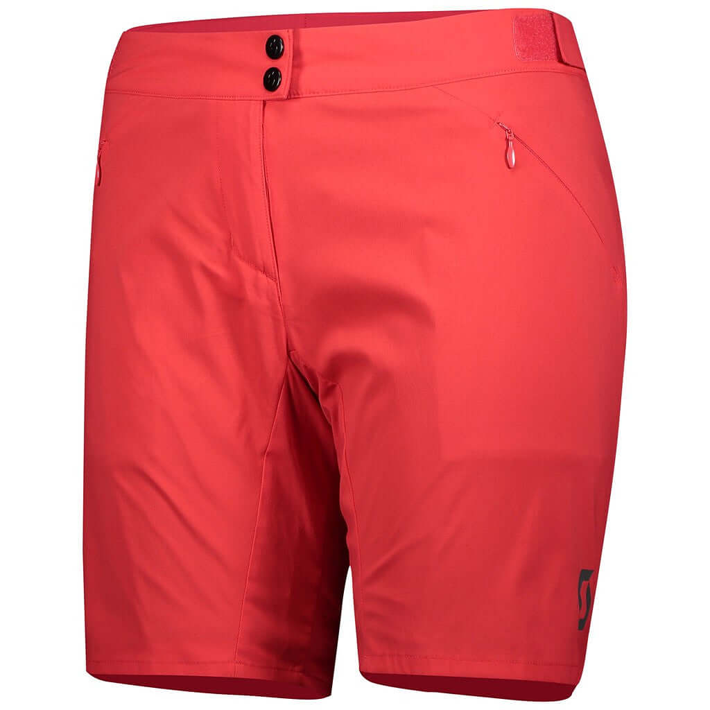 Women’s padded endurance shorts in bright pink, with front closure and side seams