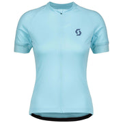 Scott women's endurance short-sleeve jersey, light blue with front zip and chest logo
