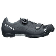 Scott MTB cycling shoe with BOA dial, vented upper, and gray heel strap, dark gray