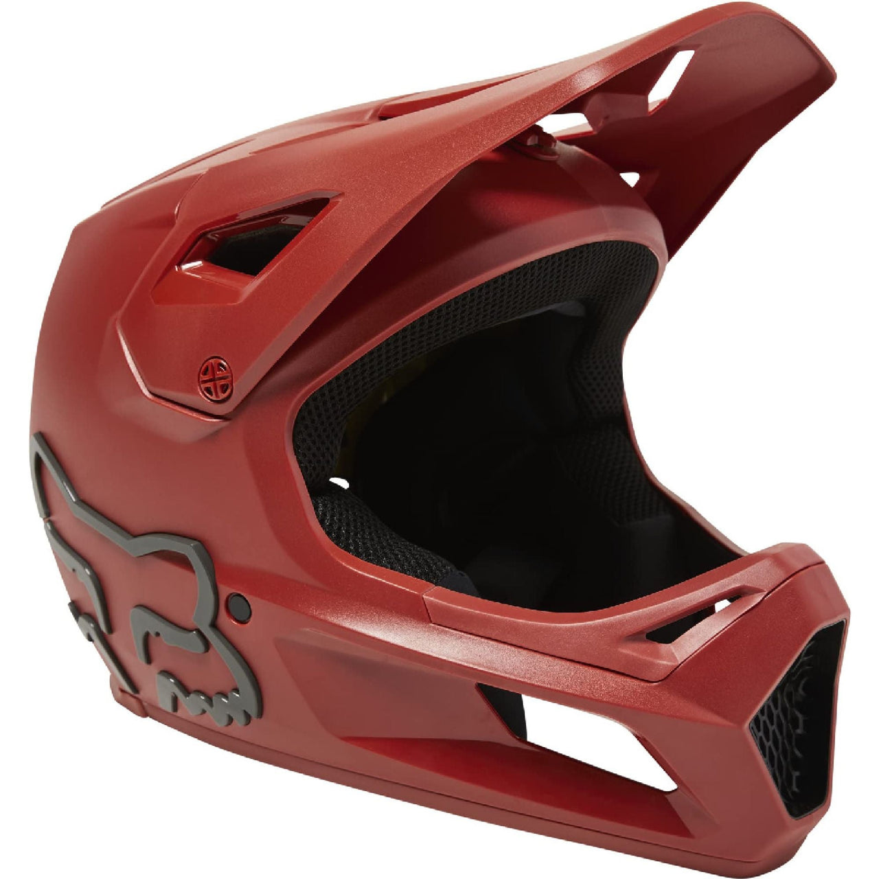 Youth off-road rampage helmet, red matte with black vent panels