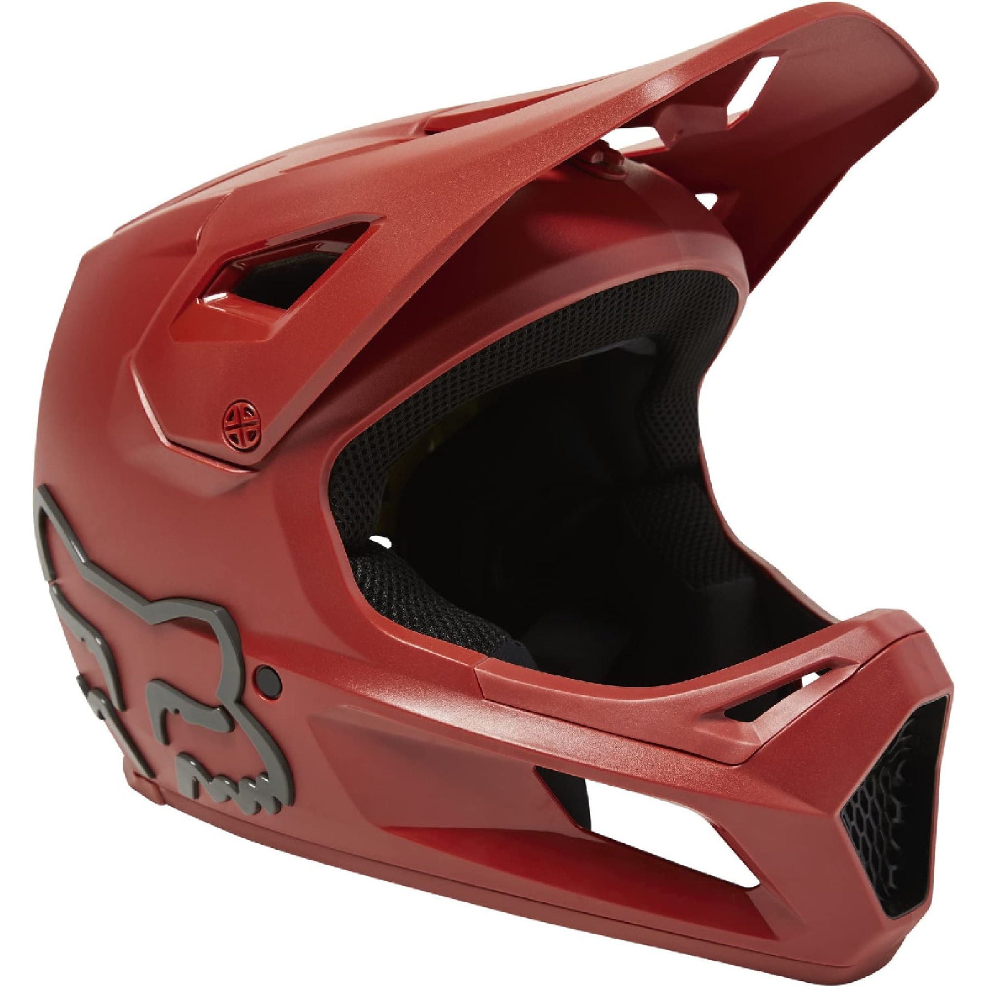 Youth off-road rampage helmet, red matte with black vent panels
