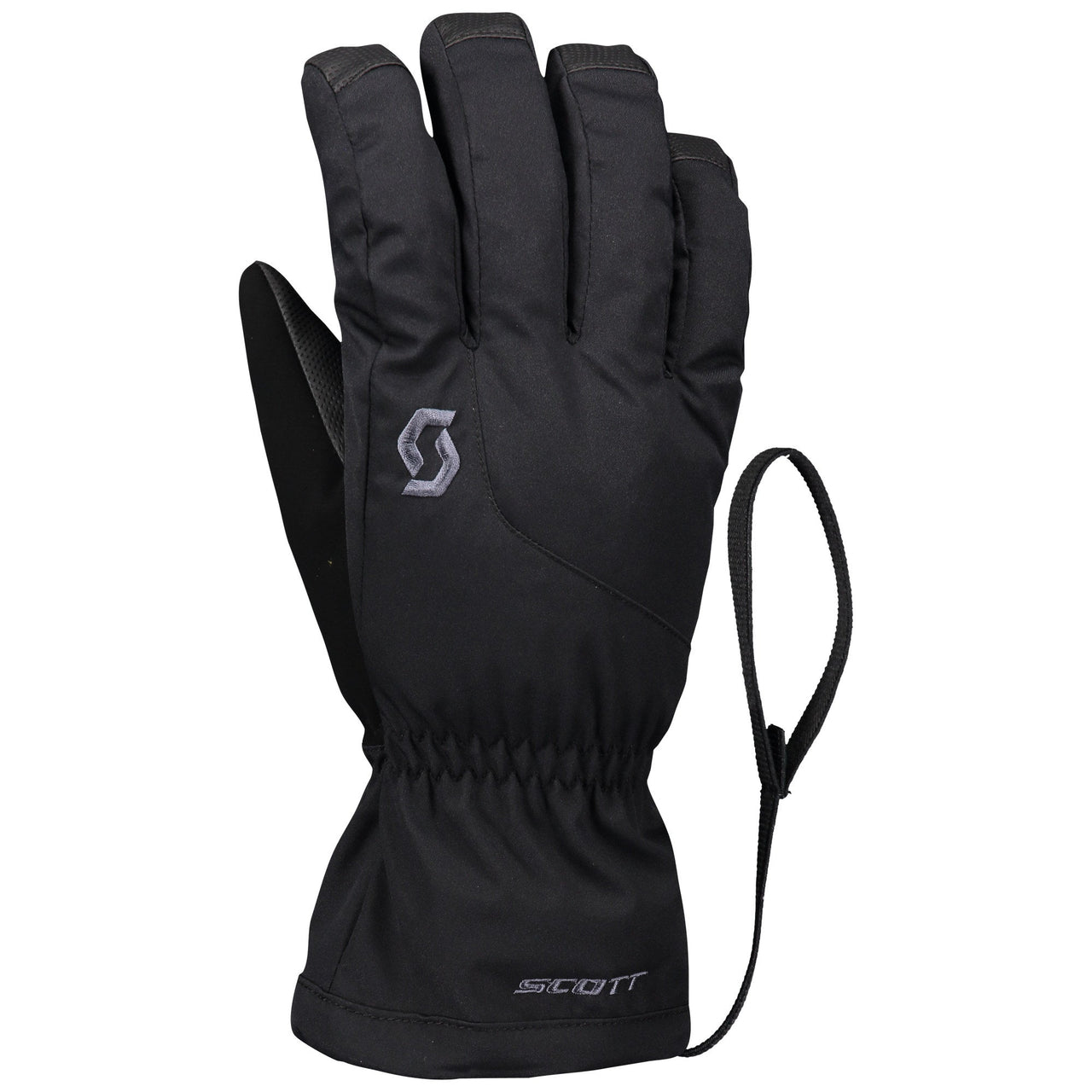 Scott Ultimate GTX black waterproof gloves with wrist drawstring and logo