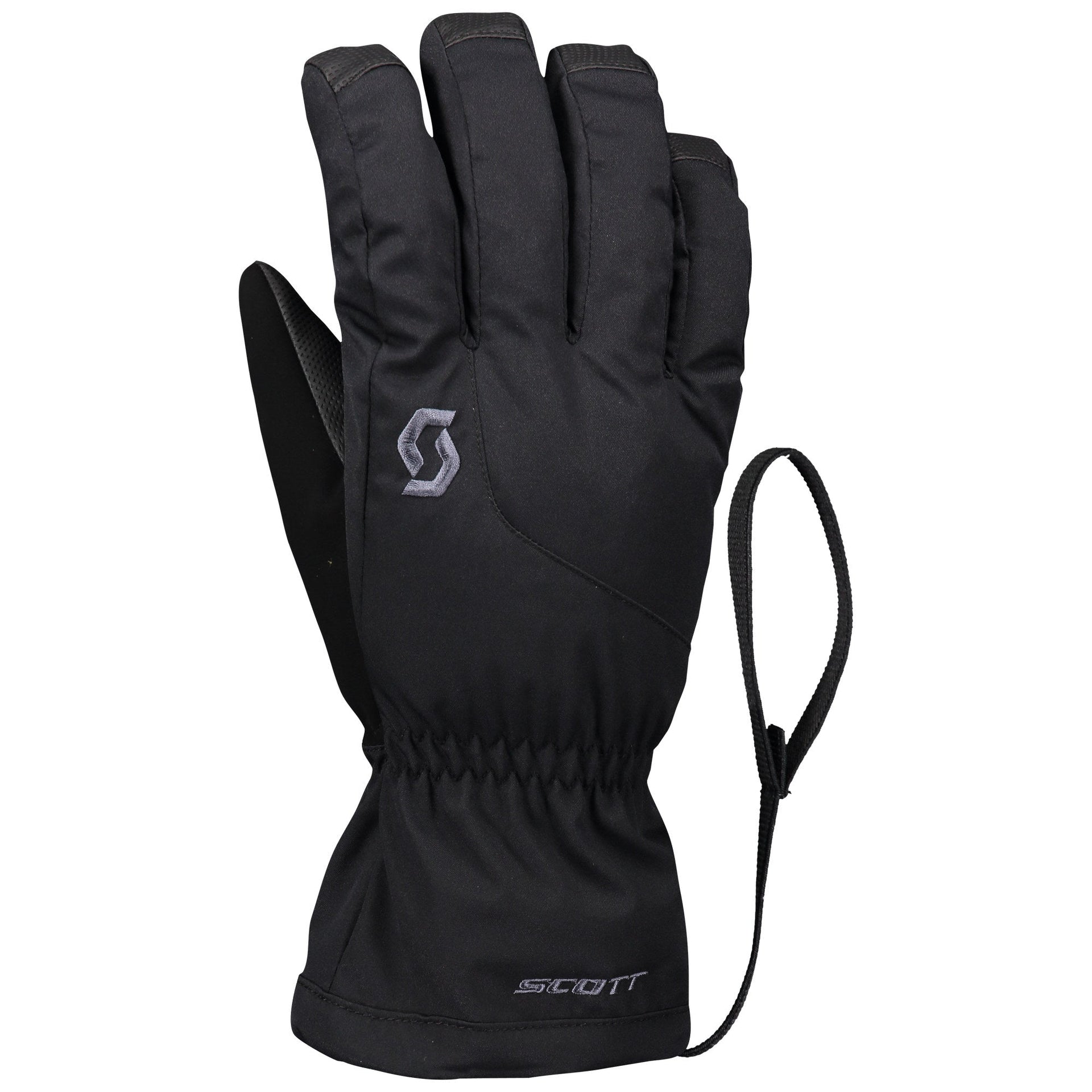 Scott Ultimate GTX black waterproof gloves with wrist drawstring and logo