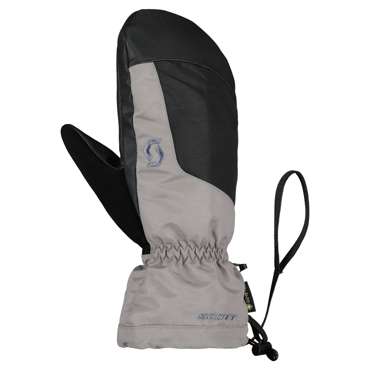 Scott Ultimate GTX mitten in slate gray and black, with drawstring cuff