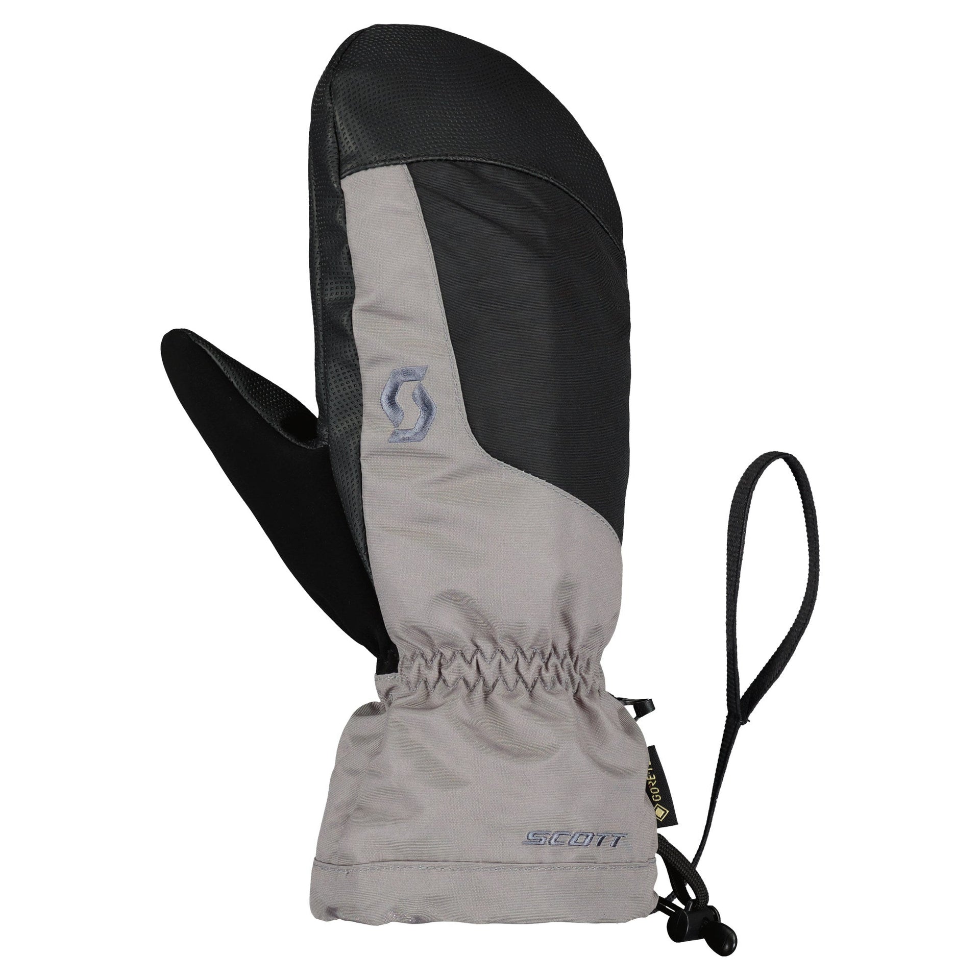 Scott Ultimate GTX mitten in slate gray and black, with drawstring cuff